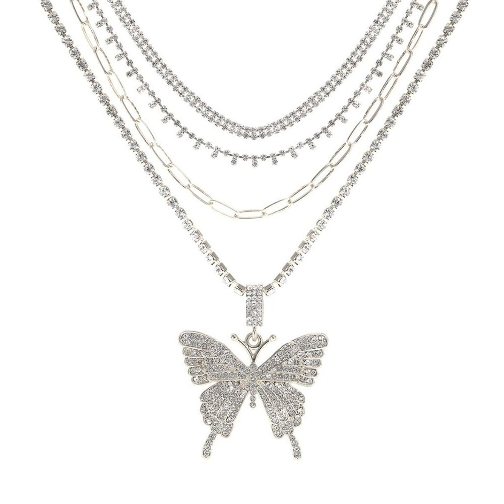3 Tier Butterfly necklace set